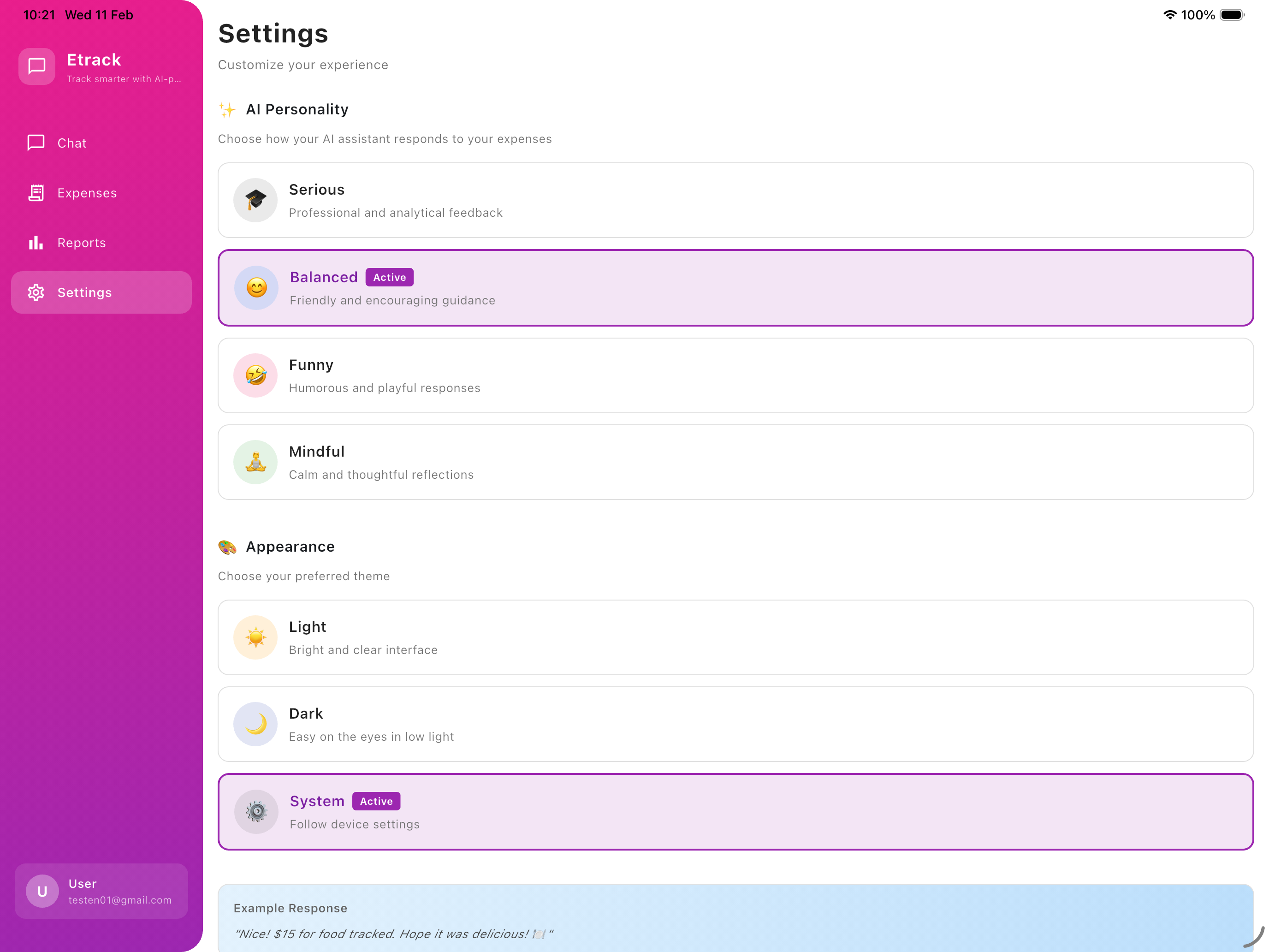ETracking Expense