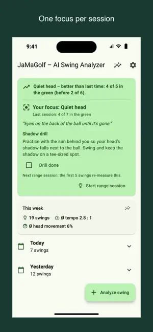 JaMaGolf – AI Swing Analyzer screenshot 1