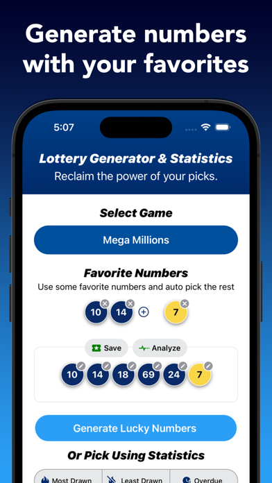 Lottery Generator & Statistics Screenshot