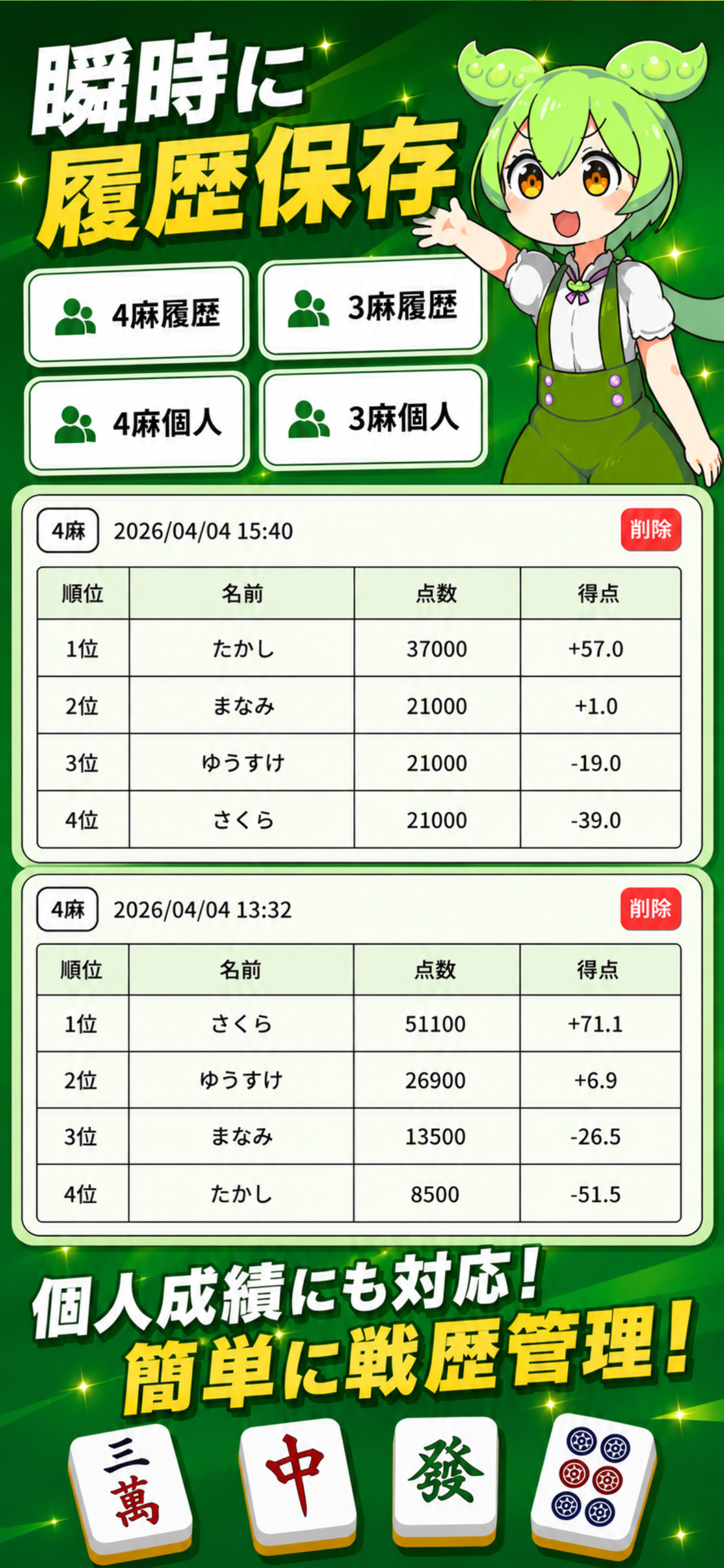 麻雀 点数計算と得点表示 - ボイス実況対応 screenshot 4
