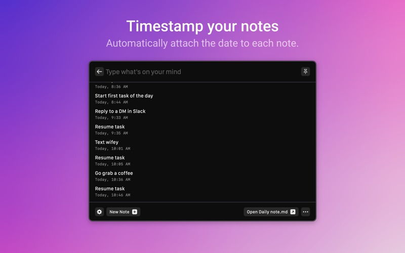 Quick Note Taking – Type screenshot