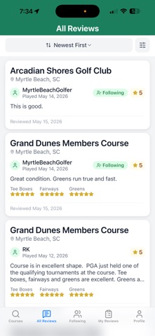 Golf Course Condition Reviews screenshot