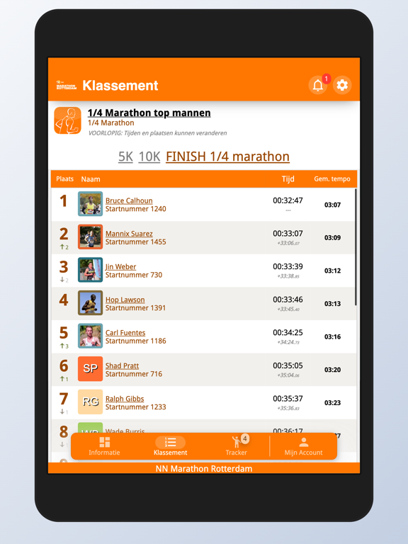 NN Marathon Rotterdam iPad app afbeelding 6