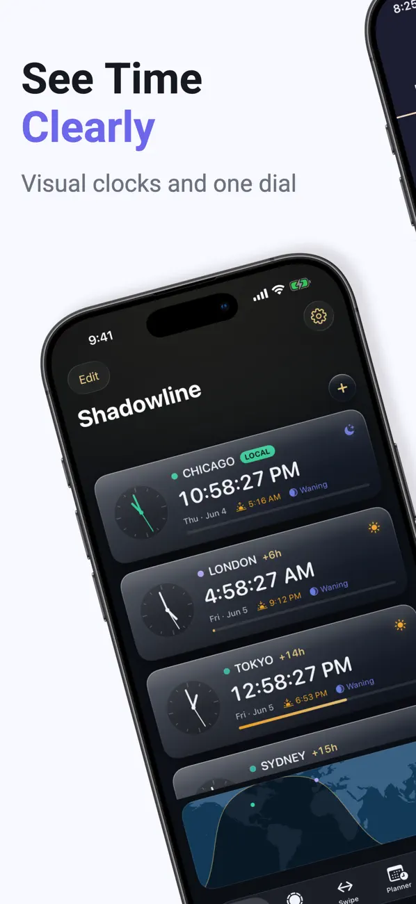 Screenshot #1 pour Shadowline: World Time Zones