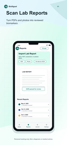 BioSignal Blood Test Tracker Screenshot 1 of 10