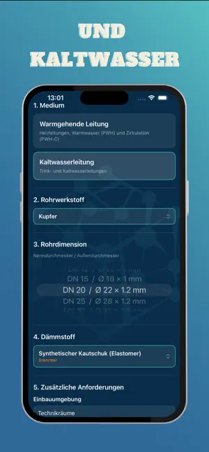 TGA Rohrdämmrechner screenshot 2