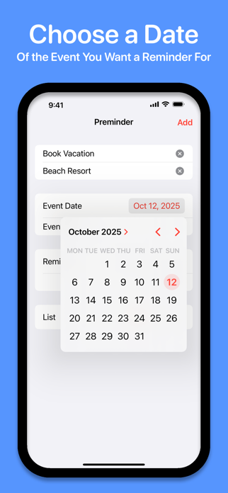 Preminder - Reminder Offset Screenshot 2 of 9