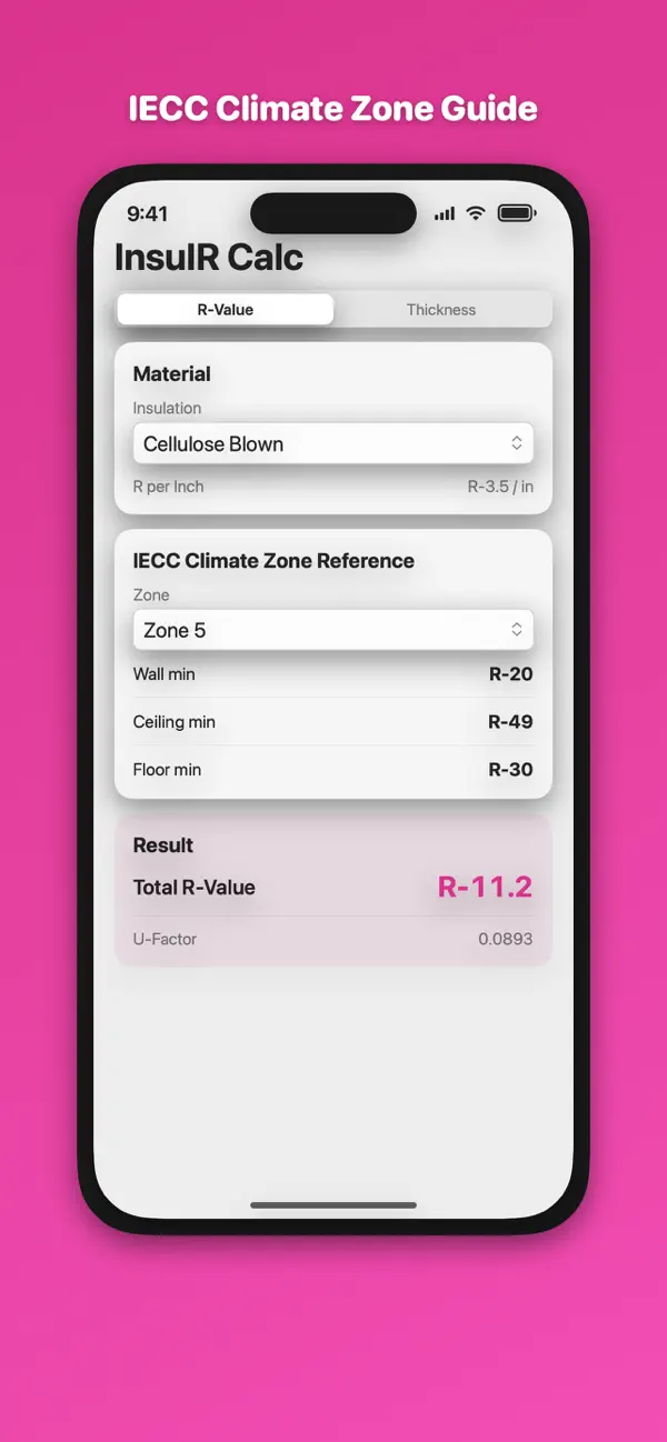 Screenshot #3 pour Insulation R-Value Calculator