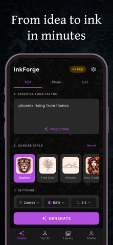 InkForge: AI Tattoo Generator screenshot