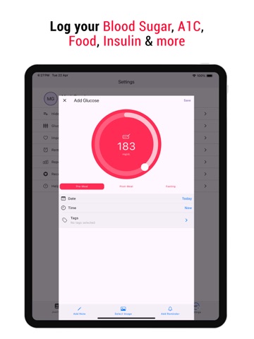 Blood Sugar & Diabetes Tracker iPad screenshot 3