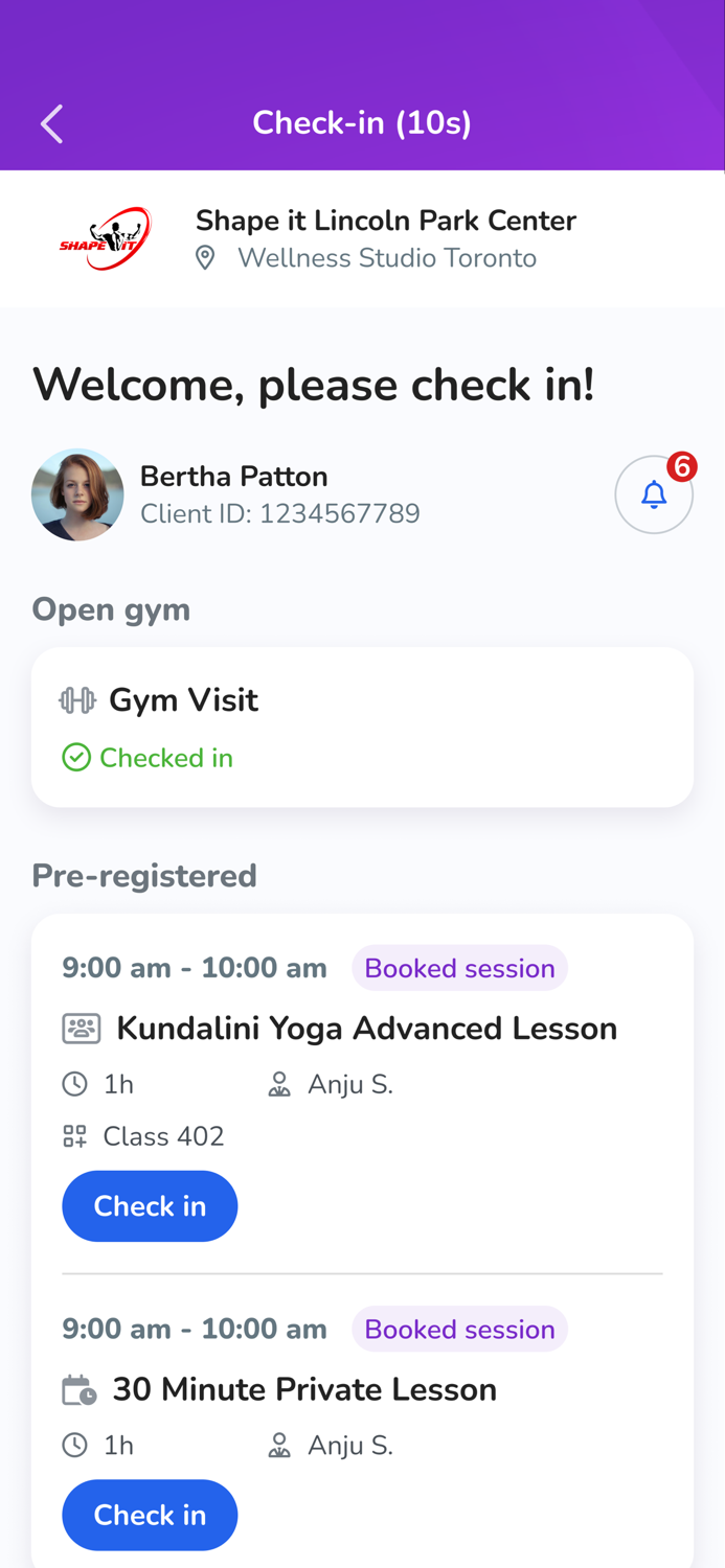 WellnessLiving Check-In