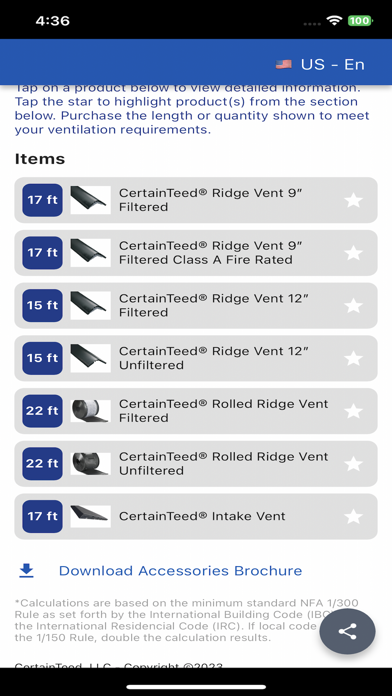 Roofing Ventilation Calculator Screenshot