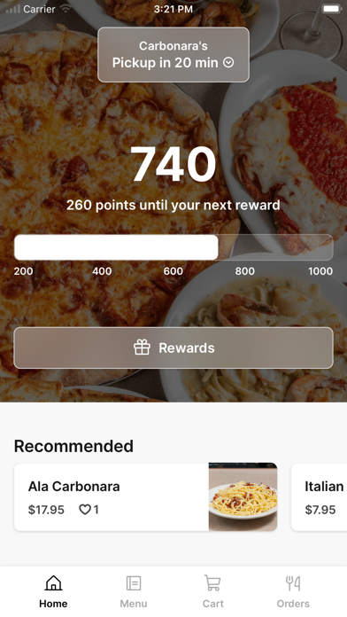 Carbonara's Ristorante iPhone screenshot 1 - Food & Drink app