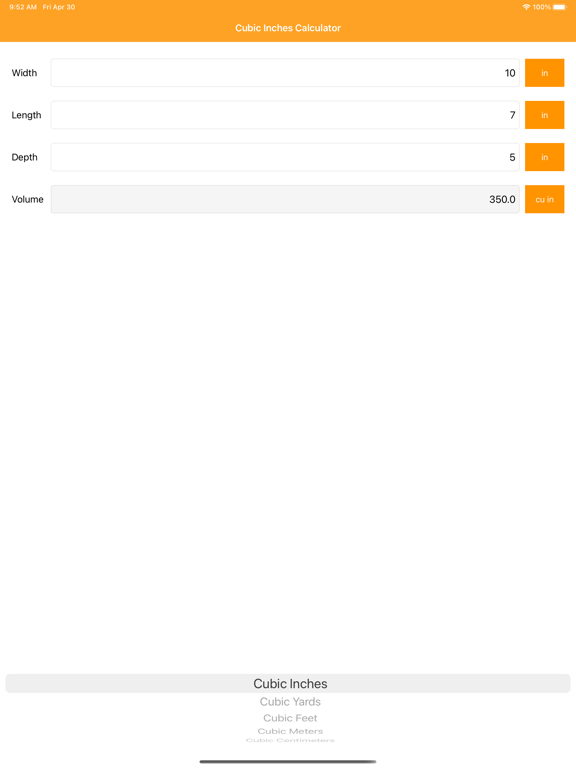 Screenshot #6 pour Cubic Inches Calculator Pro