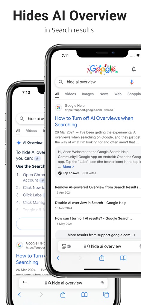 AI Overview Hider for Google - Productivity App | MWM