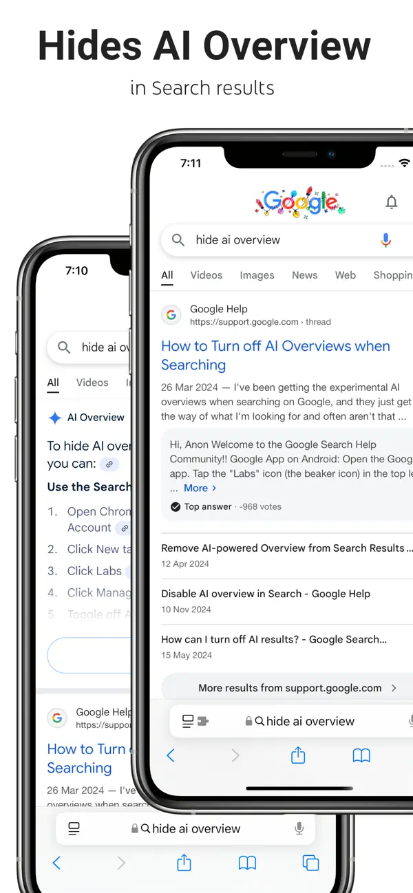 Screenshot #1 pour AI Overview Hider for Google