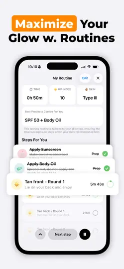 Capture d'écran de Tanning App, UV Index: SunSafe sur iPhone 4