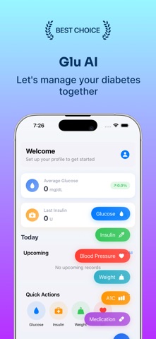 Glu AI: Smart Glucose Tracker iPhone screenshot