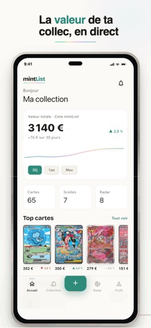 mintList : cote carte TCG screenshot