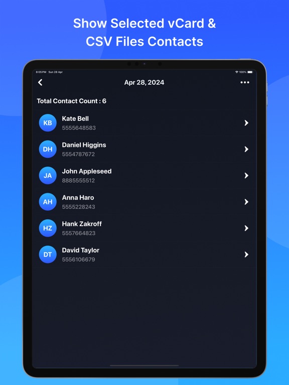 My Contact Backup & Transfer iPad screenshot 9 - Productivity app