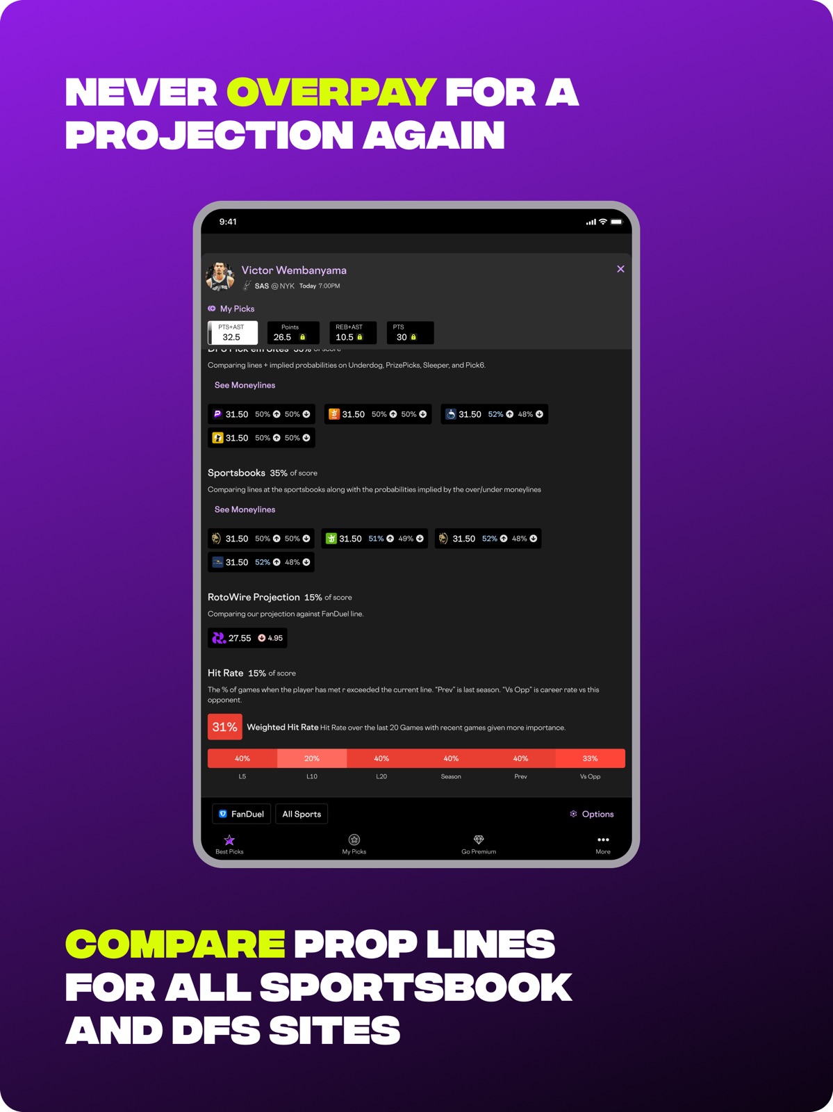 RotoWire Picks | Player Props ipad screenshot 2