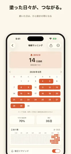 Скриншот 継続 — 習慣カレンダー на iPhone 2
