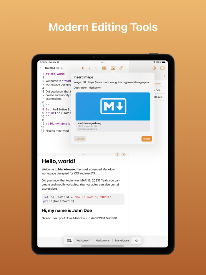 Markdown Text  Code Editor