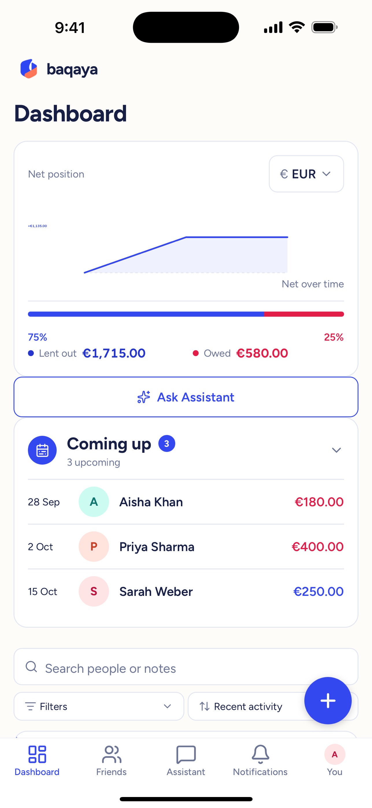 Screenshot 1 of baqaya - easy loan tracker