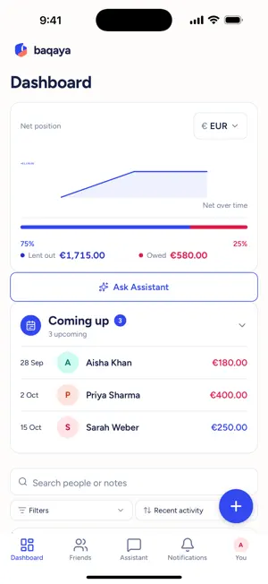 baqaya - easy loan tracker screenshot 1