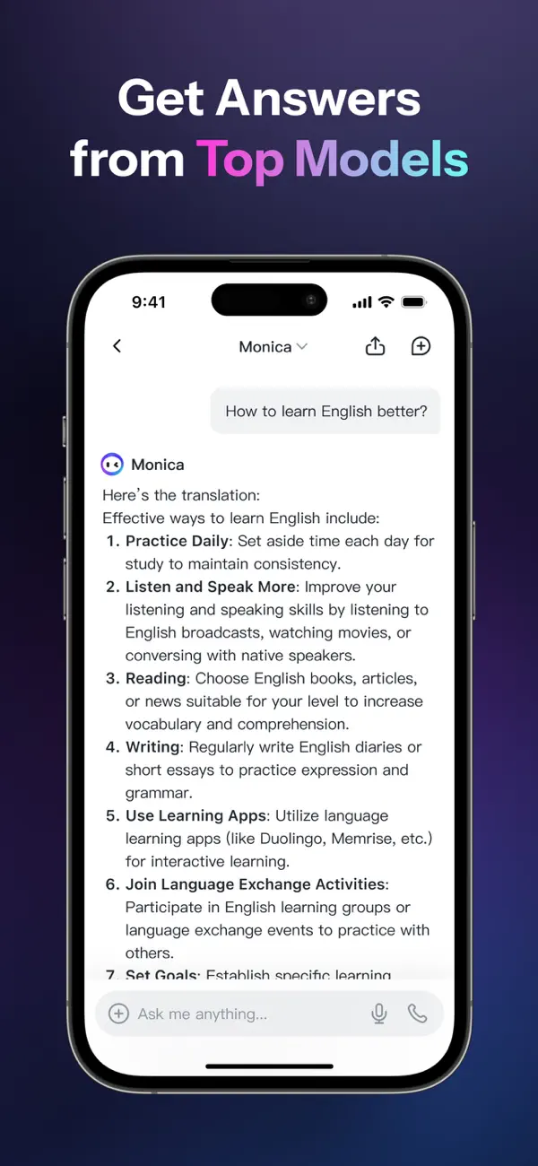 Screenshot #2 pour Monica AI: Assistant IA ultime
