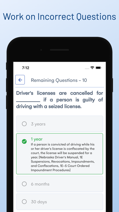 Nebraska DMV Driver Test Prep Screenshot