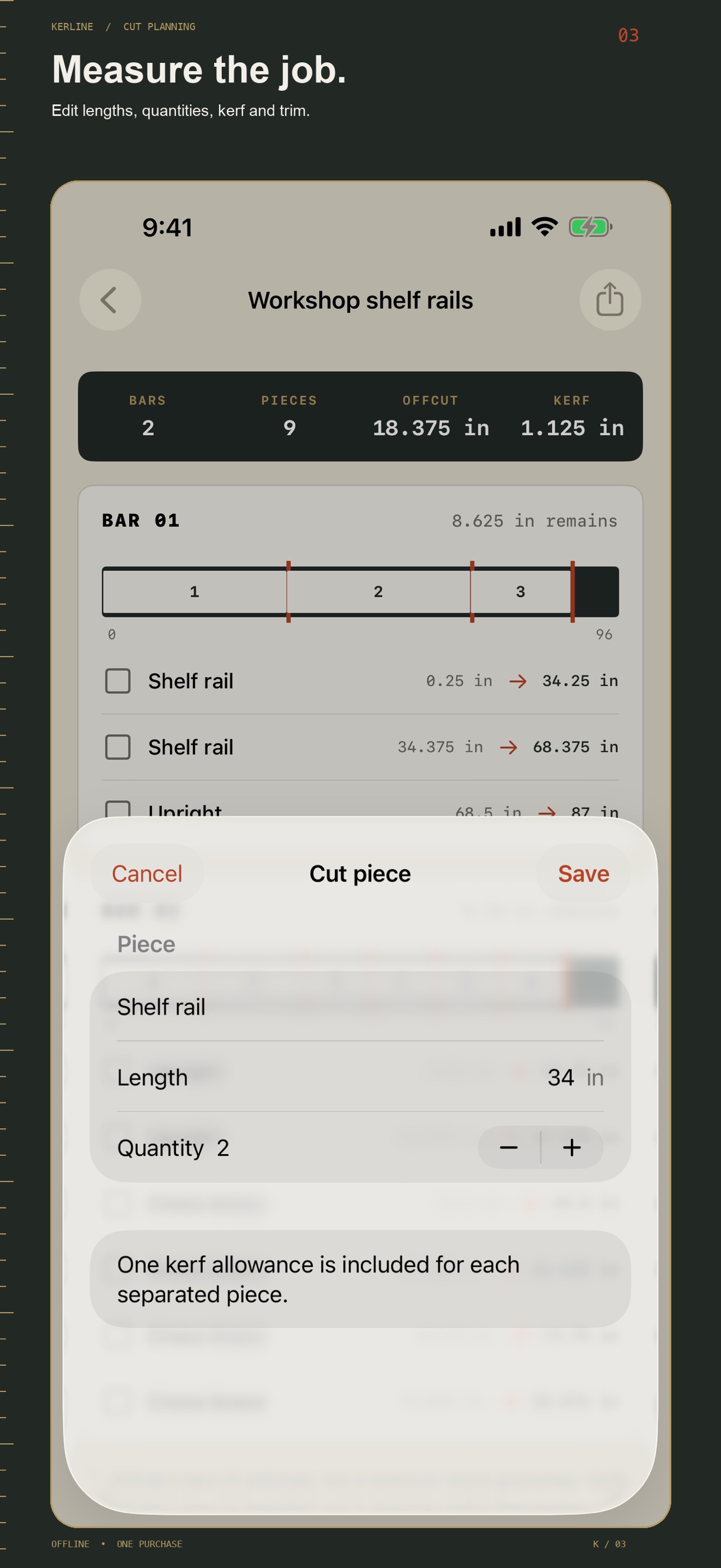 Screenshot 3 of Kerline Linear Cut Planner