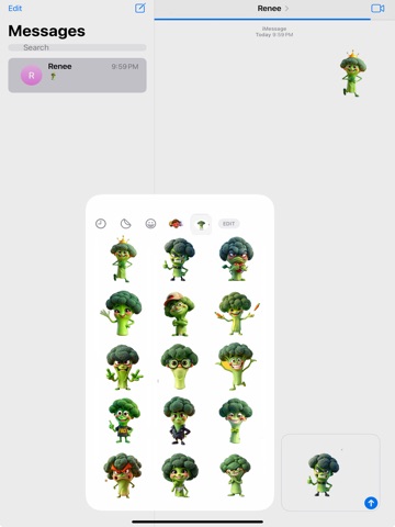 Sassy Broccoli Stickers iPad screenshot