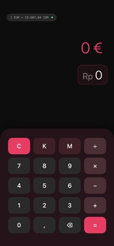 Rupiah to Euro screenshot