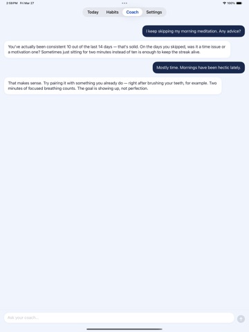 Kael: AI Habit Coach iPad screenshot