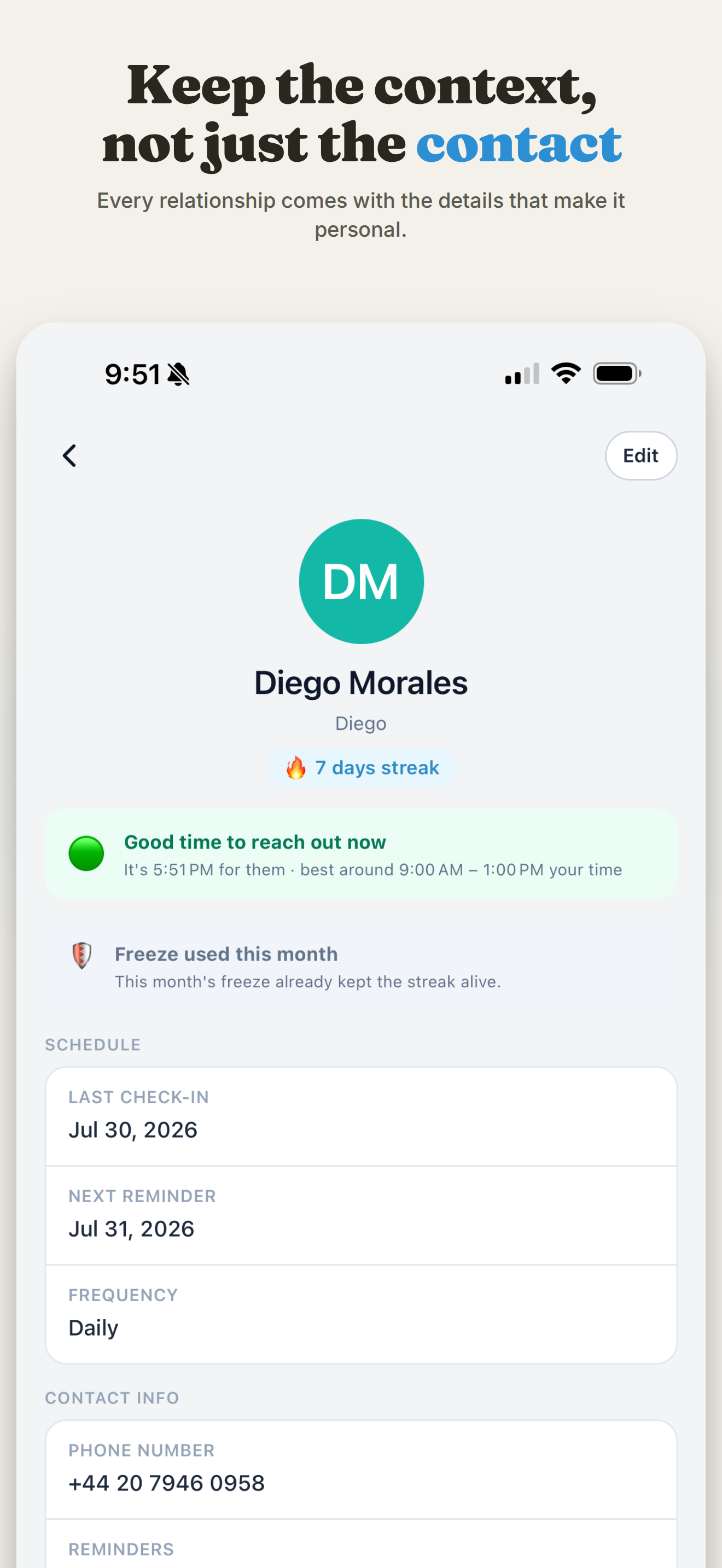 KeepMeClose: Contact Reminder screenshot 2