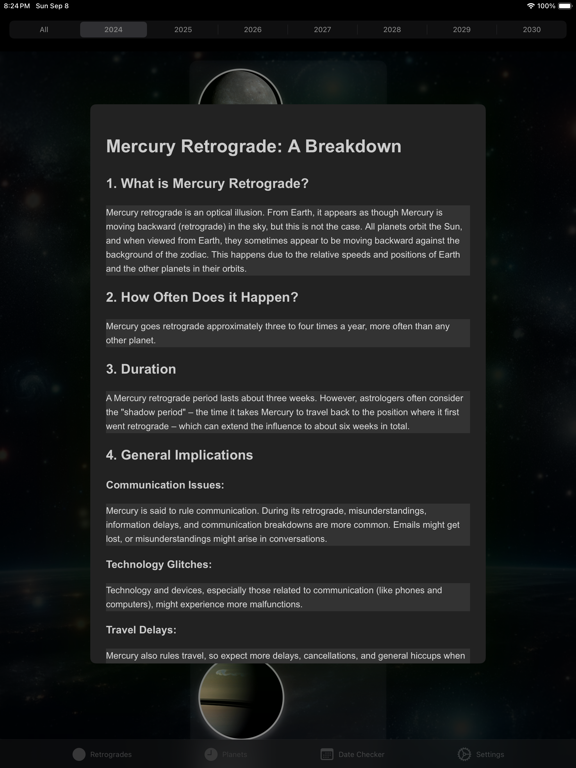 Planetary Retrogrades iPad screenshot 3 - Lifestyle app