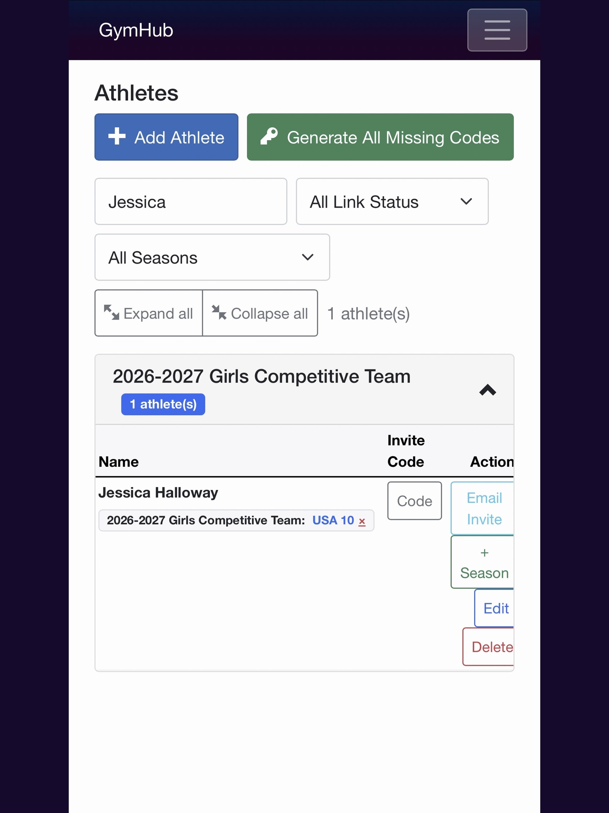 GymHub Team Manager
