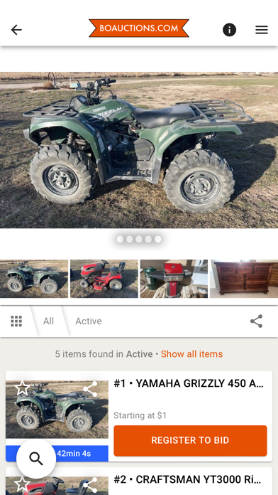 Brad Olson Auctions Screenshot