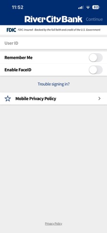 River City Bank Mobile Banking app screenshot