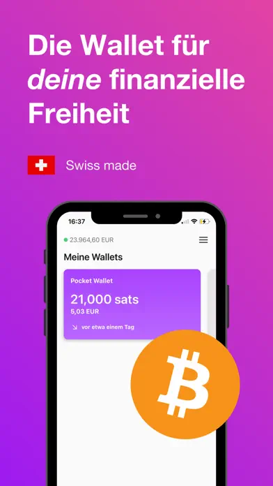 Pocket: Bitcoin ganz einfach iPhone App Screenshot 1 – Finanzen