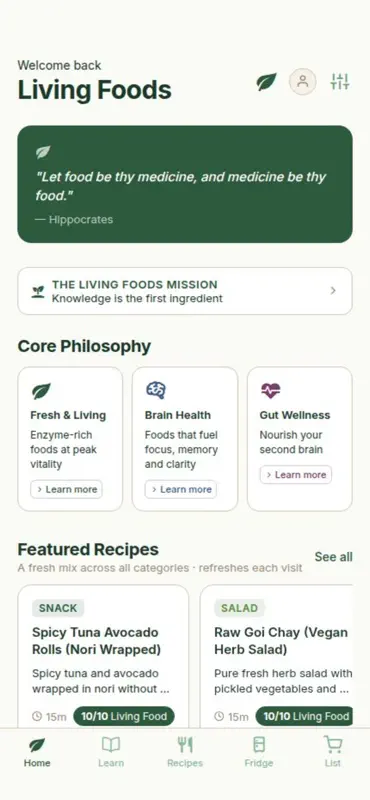 Living Foods Vitality screenshot 1 of 10
