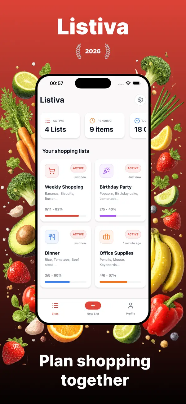 Screenshot #1 pour Listiva: Shared Shopping List