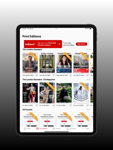 The London Standard iPad screenshot