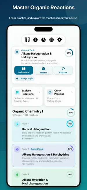 Organic Reactions Tutor screenshot 1