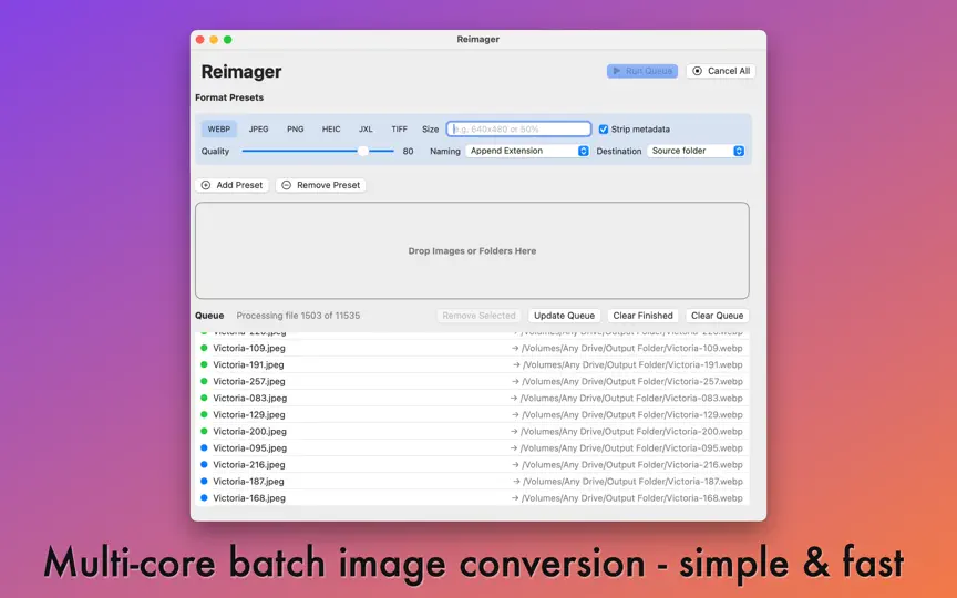 Screenshot von Reimager Batch Image Converter auf dem iPhone 1