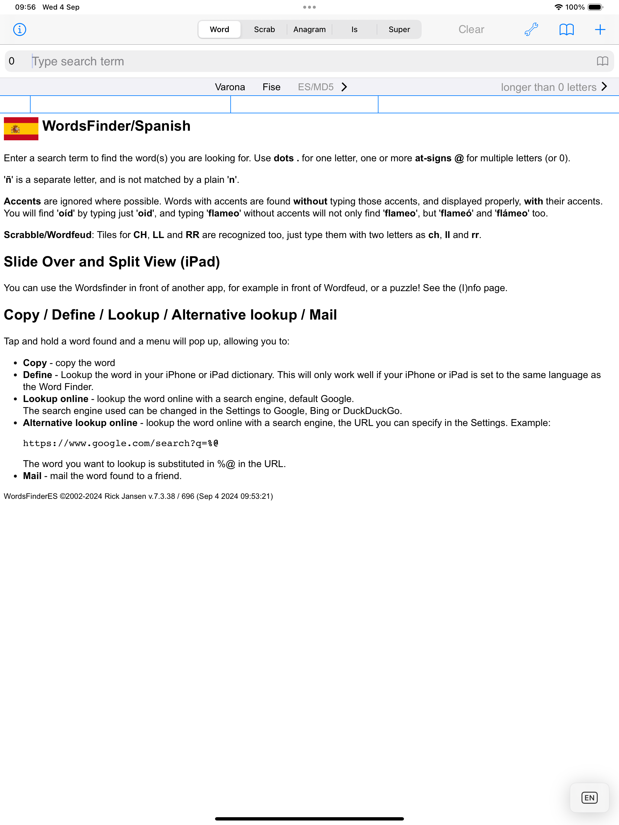 Español Words Finder PRO screenshot 7