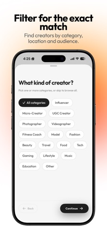 Collabs: Creator Discovery iPhone screenshot