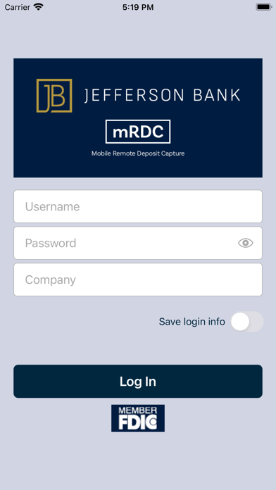 Jefferson Bank mRDC Screenshot