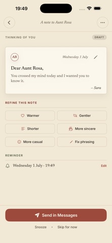 Kind Note screenshot